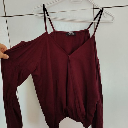 Bershka blouse burgundy like new, small-large, off-shoulder style