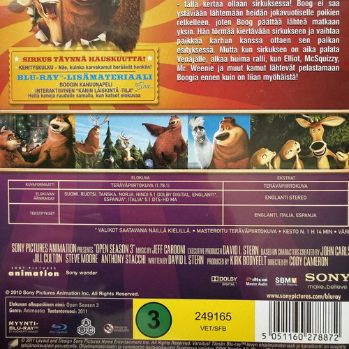 Open Season 3 Blu-Ray like new without subtitles
