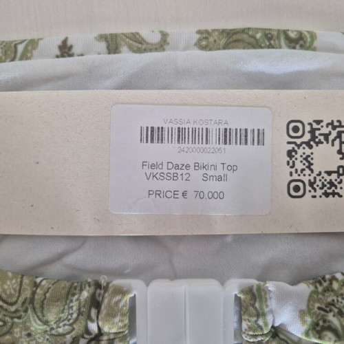 Bikini Top Vassia Kostara new, white and green, size S