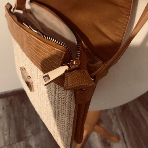 Jenny Fairy crossbody bag new, beige, synthetic leather and straw