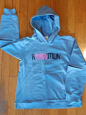 Delfino girls' hoodie sweatshirt like new, blue, ages 10-12
