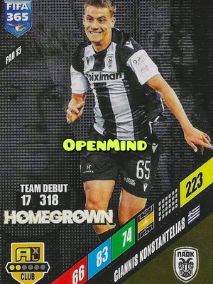 Карта Giannis Konstantelias PAO15 Homegrown FIFA 365 2024 Andrenalyn XL нова