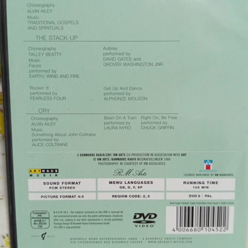 Alvin Ailey American Dance Theatre DVD new, modern ballet 108 min