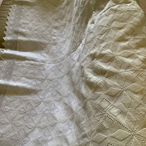 Handmade crocheted blanket, cotton yarn, 200x223 cm