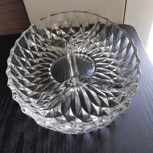 Crystal Oval Serving Dish 3 Sections 26 cm vintage