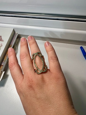 Gold-Colored Ring with Blue Stones like new