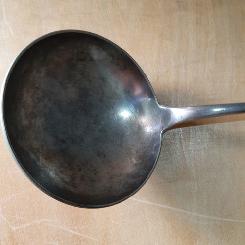 Vintage metal punch bowl with ladle used