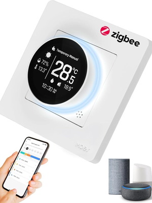 Θερμοστάτης Zigbee WiFi για ενδοδαπέδια θέρμανση MOES ZHT-SR-GA σαν καινούργιος