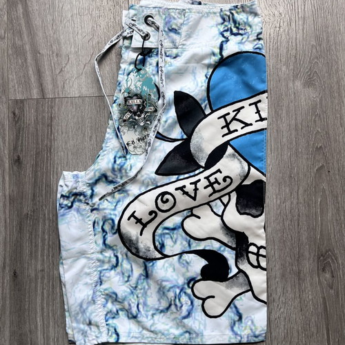 Ed Hardy by Christian Audigier men's board shorts Love Kills Slowly Skull new, size 34