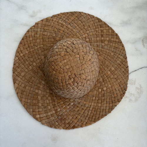 Vintage Palm Leaf Straw Hat like new, beige, one size