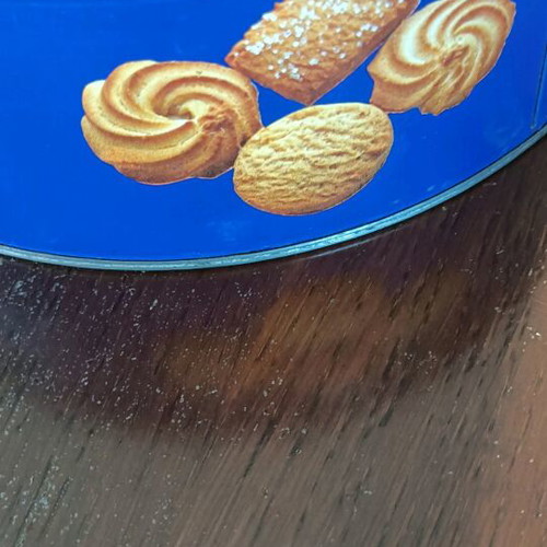 Papadopoulou butter cookies tin used, large metal round box