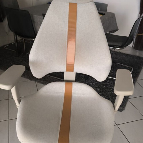 Office chair with beige and brown upholstery