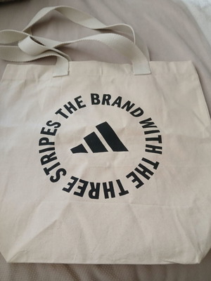 Adidas καραβόπανο shopping bag τσάντα ώμου καινούργια, άσπρο μπεζ