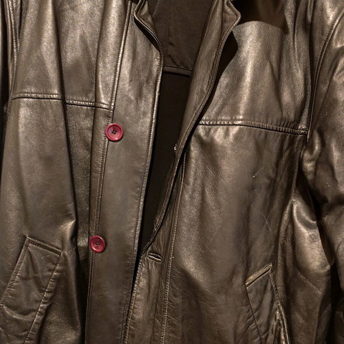 Lapel men's leather jacket size L like new, black