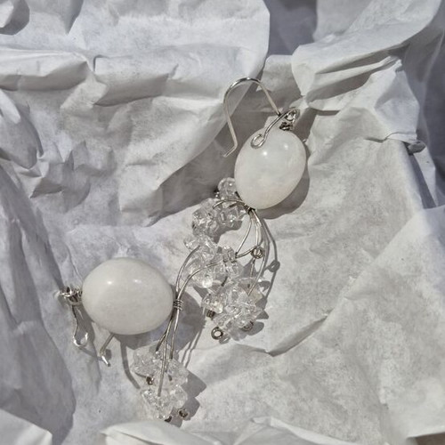 Silver 925 white earrings with crystals