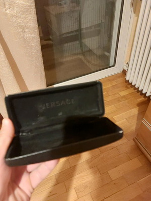 Versace glasses case used, black, slightly damaged