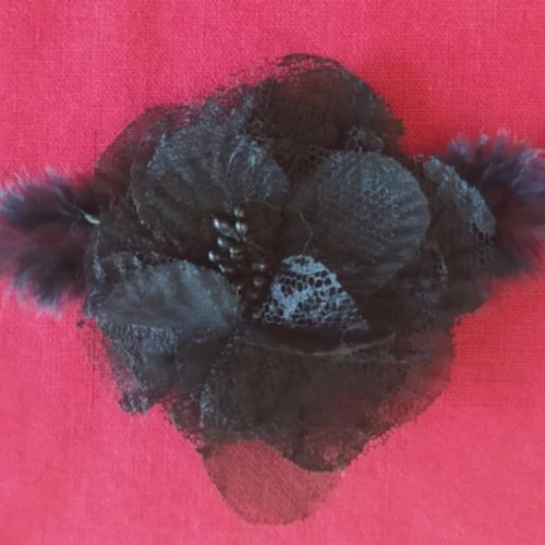 Flower brooch new, black