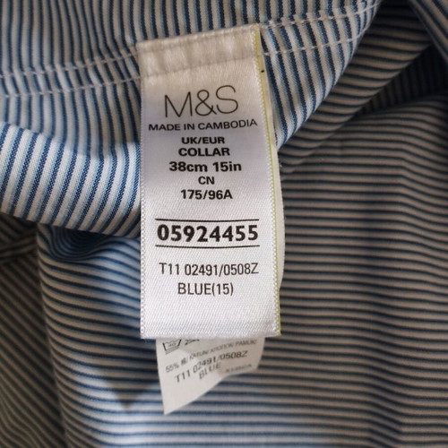 Marks & Spencer Men's Shirt Slim Fit Like New White Blue Size M