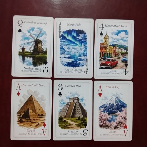 Playing cards with world landmarks