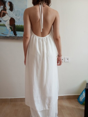 Maxi dress like new, airy ice white in ancient Greek style