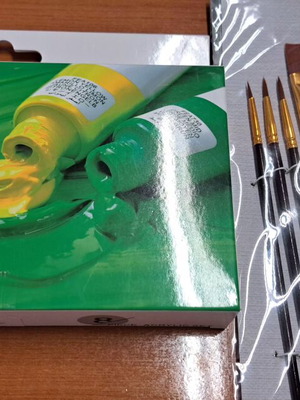 Acrylic paint set and brush set new, 8 colors and 10 brushes