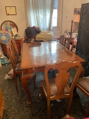Vintage τραπεζαρία με 6 καρέκλες 160x105 μεταχειρισμένη