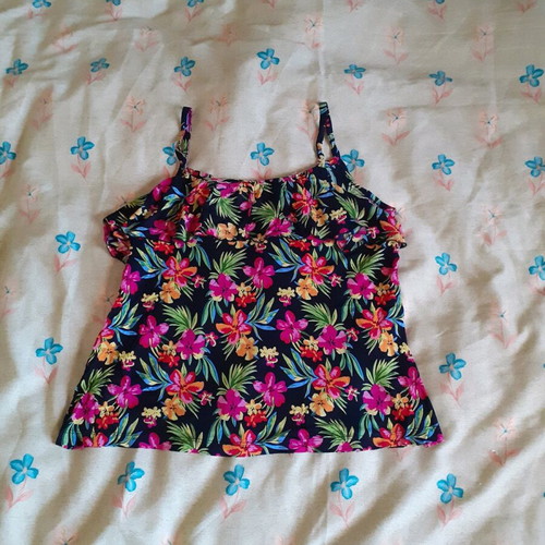 Peacocks summer blouse like new, black with floral design, size 8