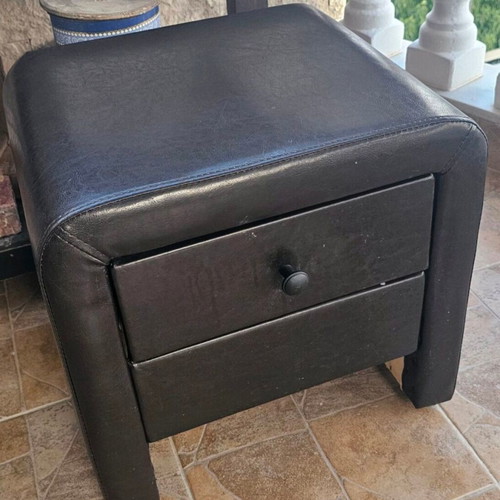 Leatherette nightstand with storage drawer like new