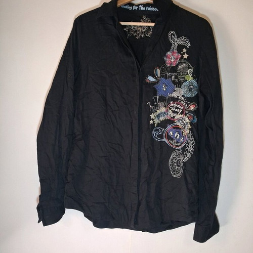 Desigual black shirt size L like new 100% cotton
