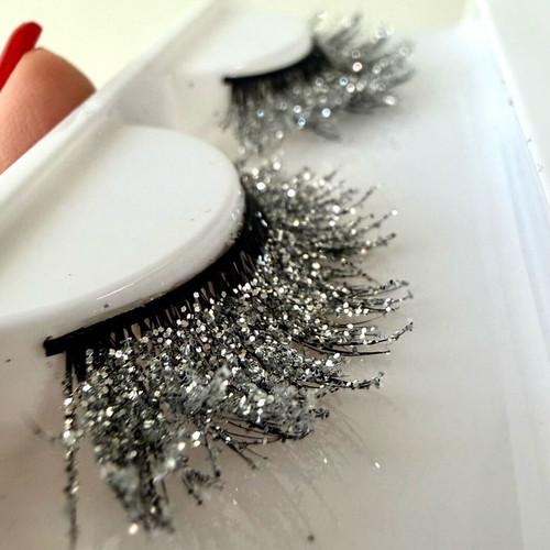 Glitter silver false mink lashes 3D brand new