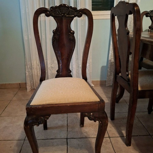 Vintage dining set used, solid wood, 6 chairs