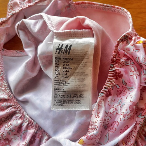 H&M Girls' Floral One-Piece Swimsuit like new, pink, sizes 98-104