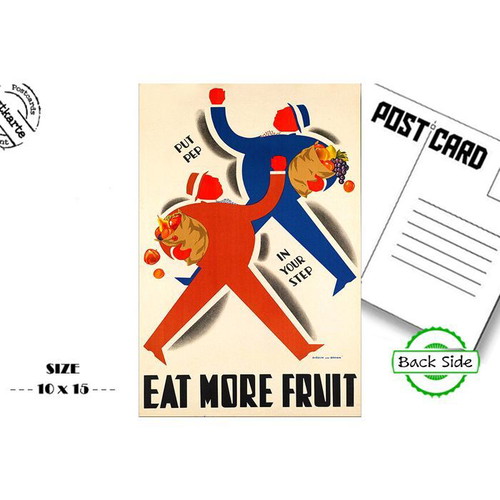 Post card Eat More Fruit new, vintage advertising postcard