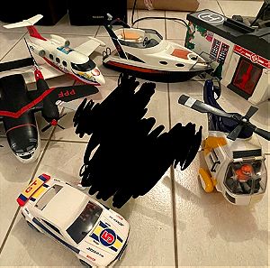 Playmobils καράβι,2 αεροπλάνα,αυτοκίνητο, ελικόπτερο,ιατρίο