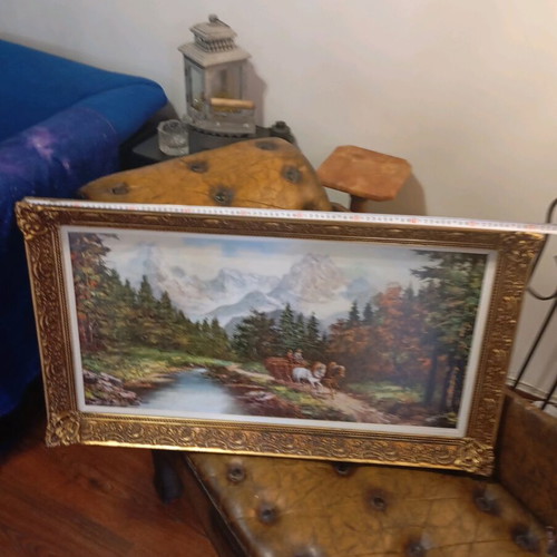 Vintage frame 1970 with carved gold frame like new