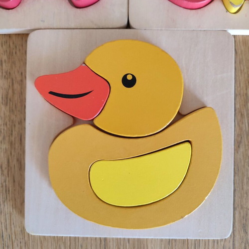 Baby wooden puzzles used, pack of 3 with animal shapes