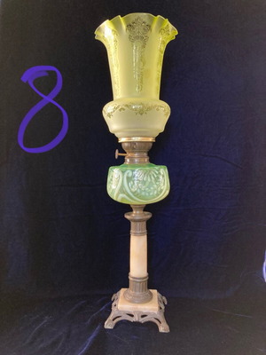 Antique oil lamp used, height 65.5cm