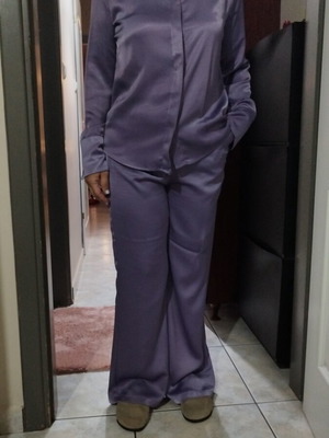 Shirt and pants set used, lilac color, ideal for height up to 1.60m
