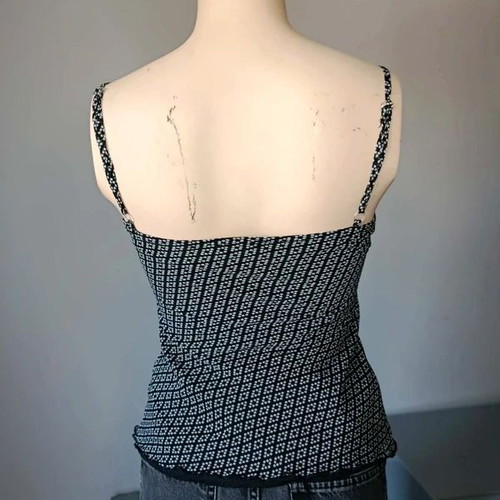 Orsay top with ruffles size 32 like new, gray geometric pattern