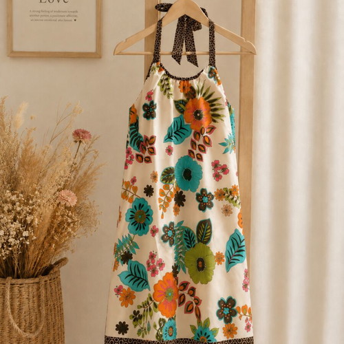 Zara floral backless dress with leopard details like new
