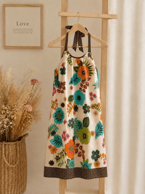 Zara floral backless dress with leopard details like new