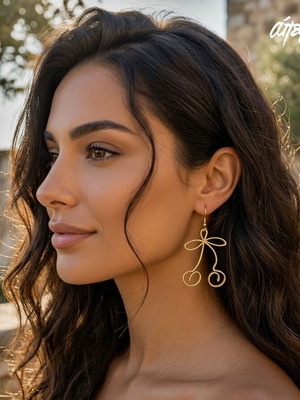Golden Cherry Silhouette earrings new, large boho statement