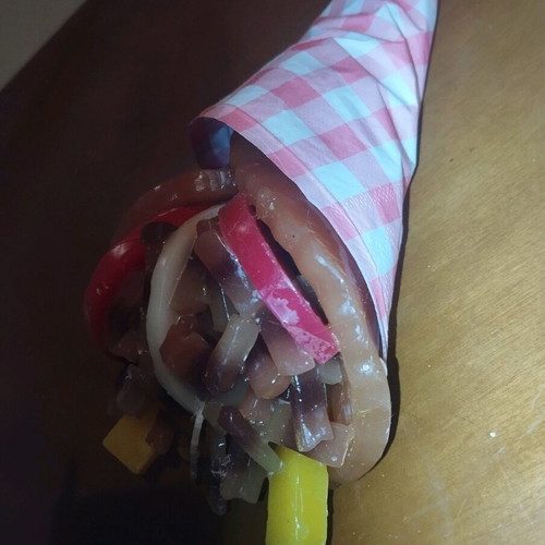 Original 18cm Candle in pita gyro design with tomato and potato