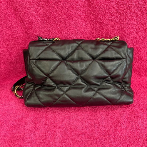 Chanel τσάντα ώμου μεταχειρισμένη, μαύρη flap bag maxi