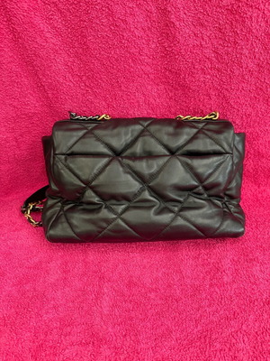 Chanel τσάντα ώμου μεταχειρισμένη, μαύρη flap bag maxi