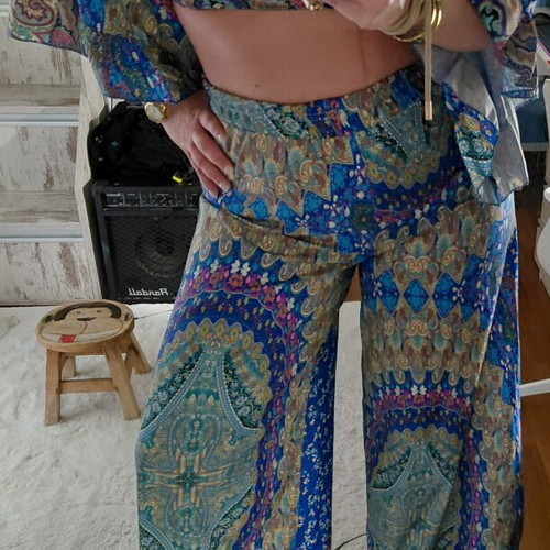 Boho set with pants and crop top one size like new
