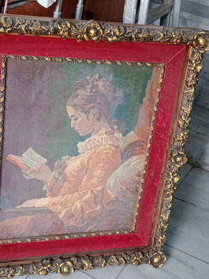 Large embroidery used, approx. 70x50 cm, framed