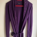 Cardigan with belt small like new, purple