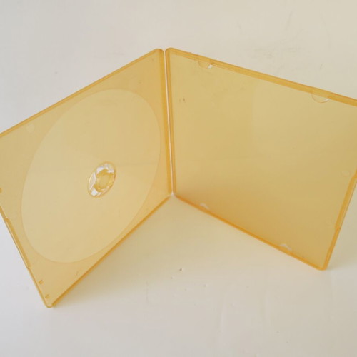 CD/DVD slim case orange like new, one-piece clamshell