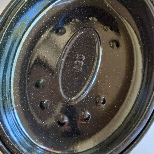 Enamel Roasting Pan USA used, large oval 45x35x13 cm